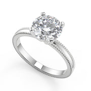 Iyana Milgrain Solitaire Round Cut Diamond Engagement Ring - Nivetta